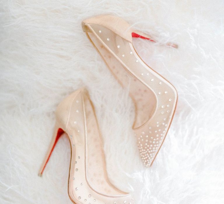 Louboutin wedding shoes for bride with detachable skirt wedding dress