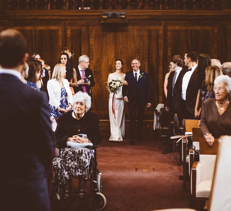 Wedding Ceremony | Bridal Entrance in Laure de Sagazan Gown | Autumn City Wedding at Clissold House,  West Reservoir Centre | A Thing Like That Photography