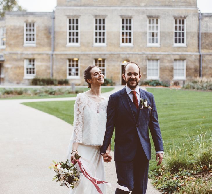 Bride in Laure de Sagazan Gown | Groom in Reiss Suit | Autumn City Wedding at Clissold House,  West Reservoir Centre | A Thing Like That Photography