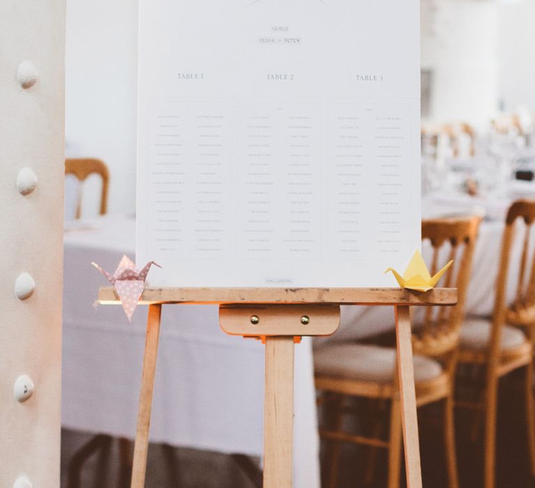 Table Plan with Origami Paper Crane Decor | Autumn City Wedding at Clissold House,  West Reservoir Centre | A Thing Like That Photography