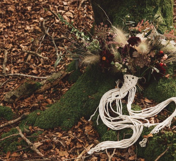 Autumnal Wedding Bouquet with Macrame Decor