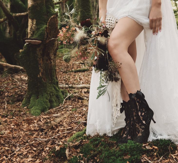 Black Lace Ankle Wedding Boots