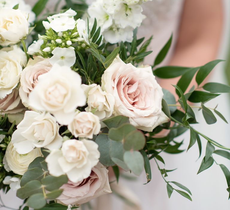 Romantic Rose Bridal Bouquet | Super Luxe White, Grey &amp; Gold Elegant Wedding Inspiration at Orangery, Holland Park, Kensington, London | Planned &amp; Style day The Events Designers | Eva Tarnok Photography