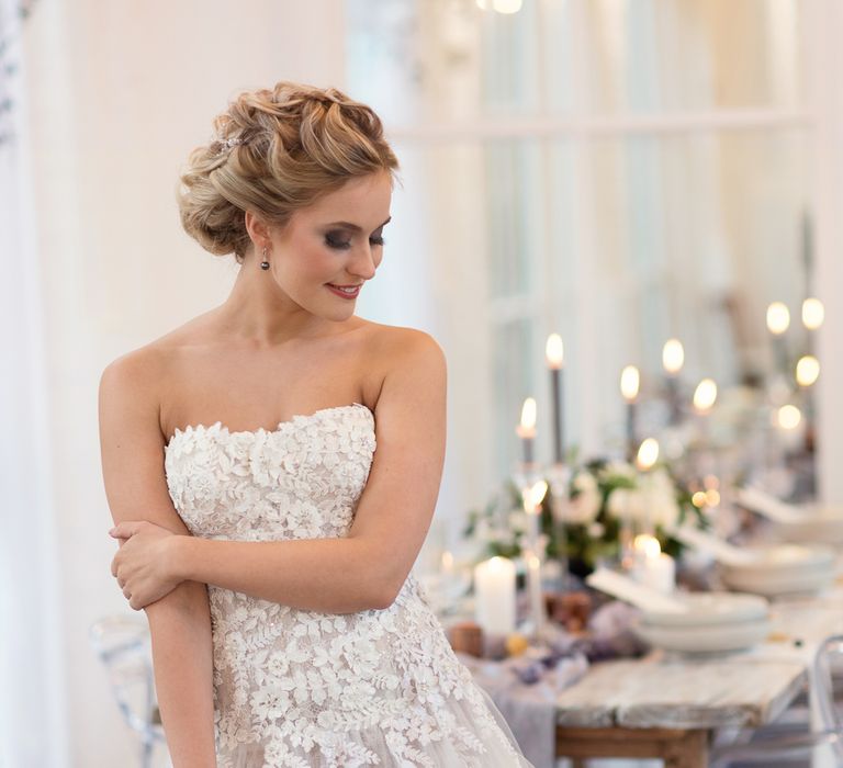 Bride in ‘Christelle’ by Anna Georgina and Kobus Dippenaar | Super Luxe White, Grey &amp; Gold Elegant Wedding Inspiration at Orangery, Holland Park, Kensington, London | Planned &amp; Style day The Events Designers | Eva Tarnok Photography