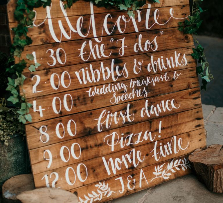 rustic wooden pallet order of the day signage 