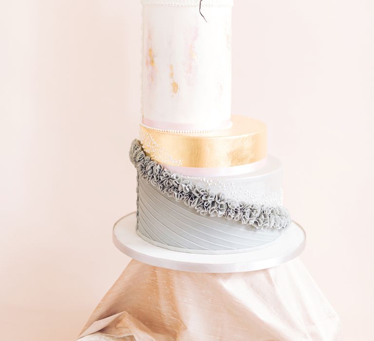 Tall Elegant Wedding Cake by The Frostery | Sophisticated Pastel Wedding Inspiration from Jean Jackson Couture | Emma Pilkington Photography