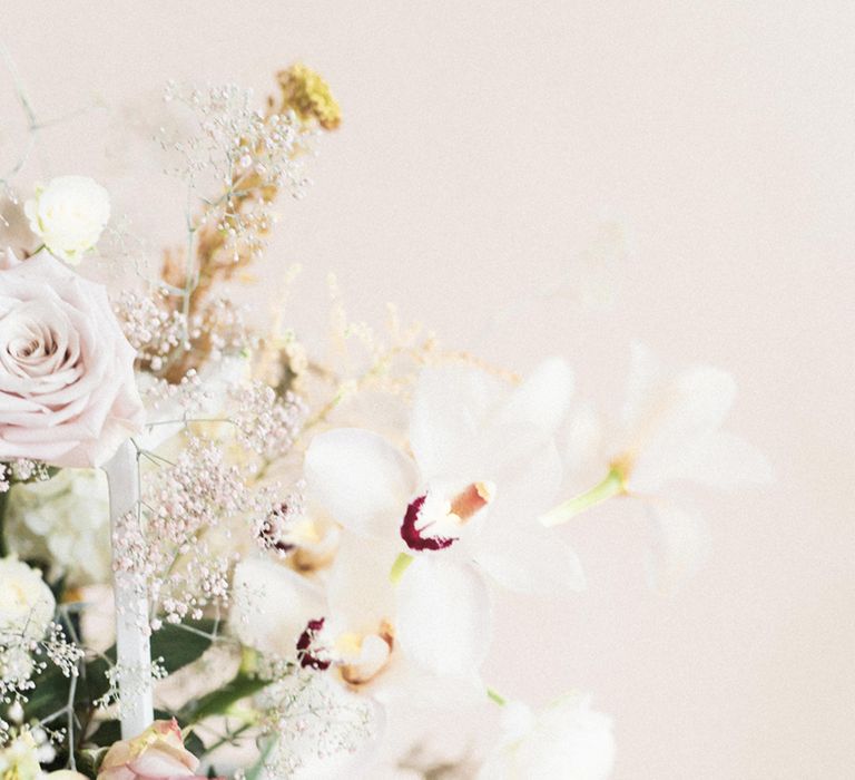 Delicate Flower Arrangement by Sass Flowers | Sophisticated Pastel Wedding Inspiration from Jean Jackson Couture | Emma Pilkington Photography