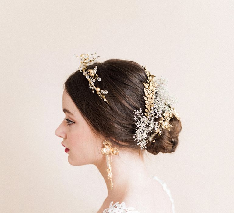 Stylish Gold Headdress | Sophisticated Pastel Wedding Inspiration from Jean Jackson Couture | Emma Pilkington Photography