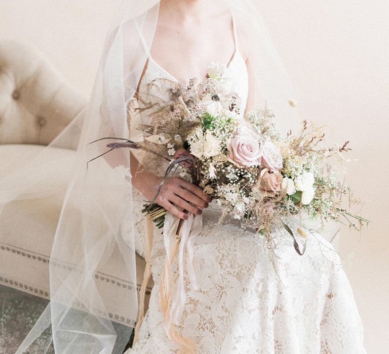 Beautiful Bride in Lace Gown | Sophisticated Pastel Wedding Inspiration from Jean Jackson Couture | Emma Pilkington Photography