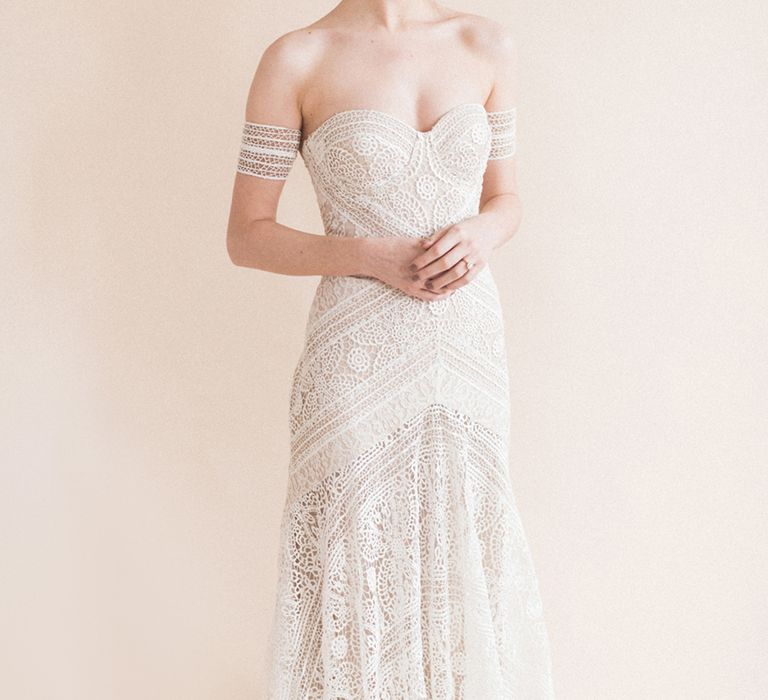 Beautiful Bride in Boho Lace Rue De Seine Bridal Gown | Sophisticated Pastel Wedding Inspiration from Jean Jackson Couture | Emma Pilkington Photography