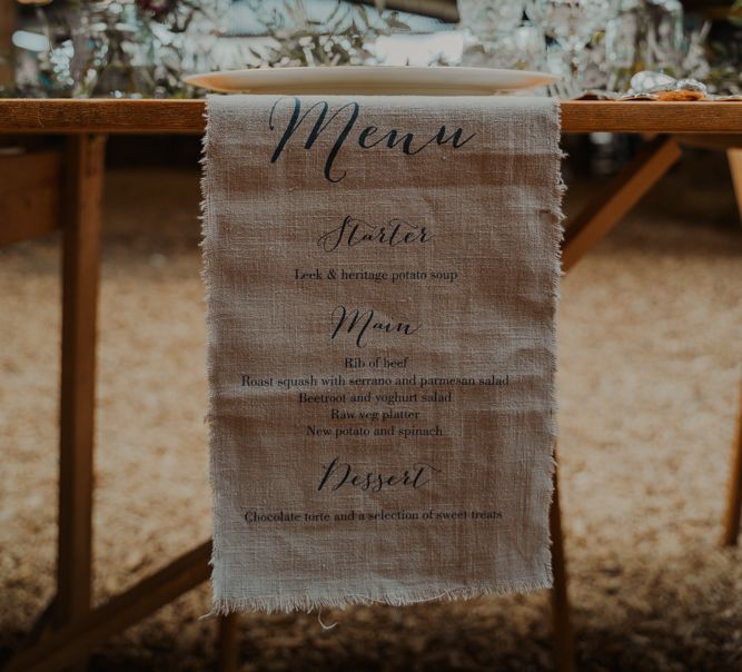 Fabric Menu Table Runner Wedding Decor