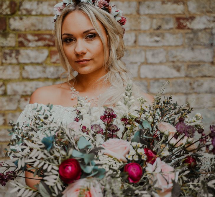 Romantic Raspberry and Blush Bridal Bouquet