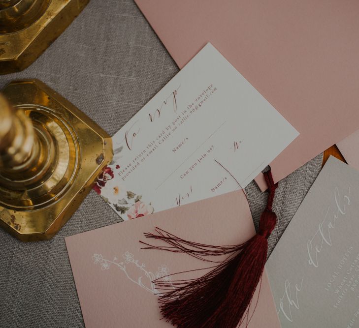 Romantic Blush Pink and Grey Wedding Stationery Suite by Wonderland Invites