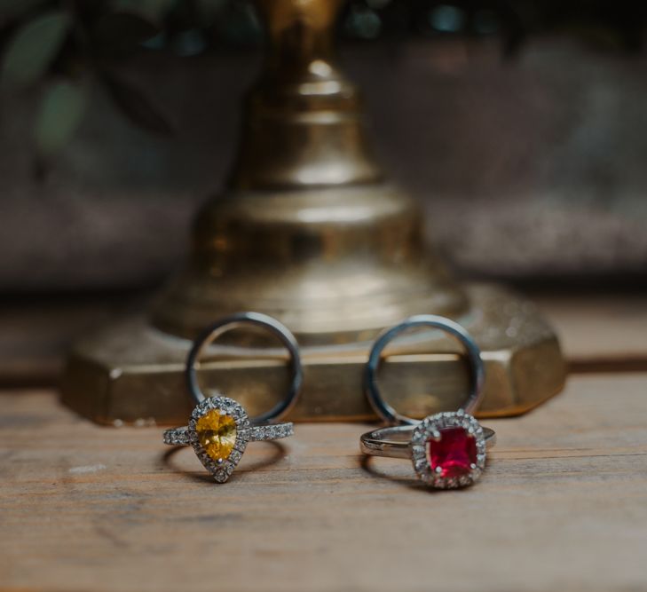 Yellow Quartz and Red Ruby Diamond Engagement Rings by RTFJ Jewellers