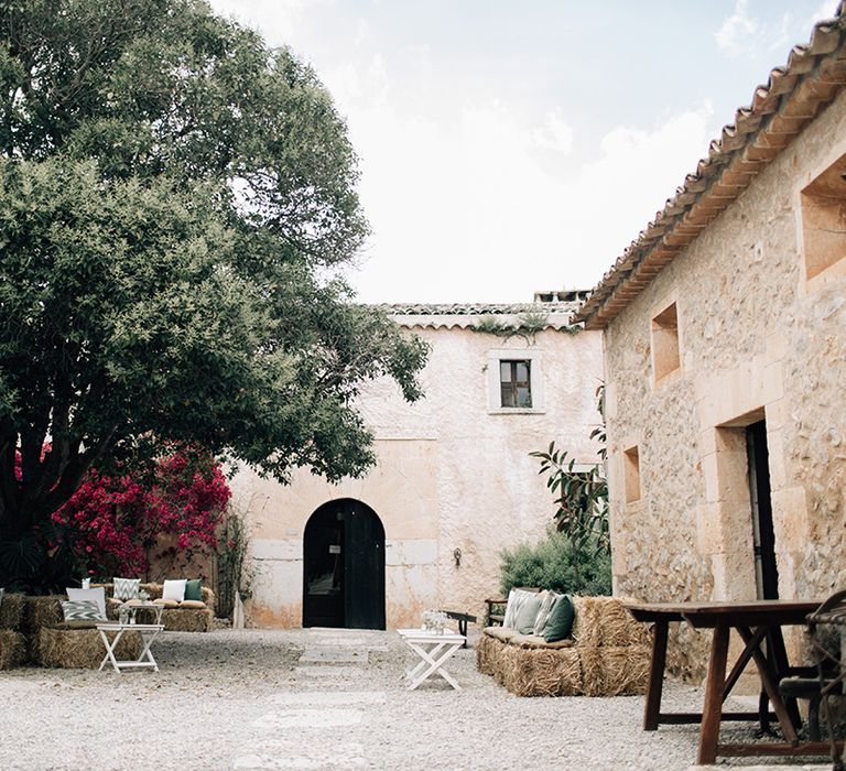 White, Pink &amp; Green Outdoor Spanish Wedding at Binissatí in Mallorca, Spain | Planned by Pasión Eventos | Wedding Dresses by Marta Planella | Marta Kowalska Photography