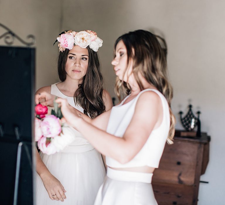 White, Pink &amp; Green Outdoor Spanish Wedding at Binissatí in Mallorca, Spain | Planned by Pasión Eventos | Wedding Dresses by Marta Planella | Marta Kowalska Photography