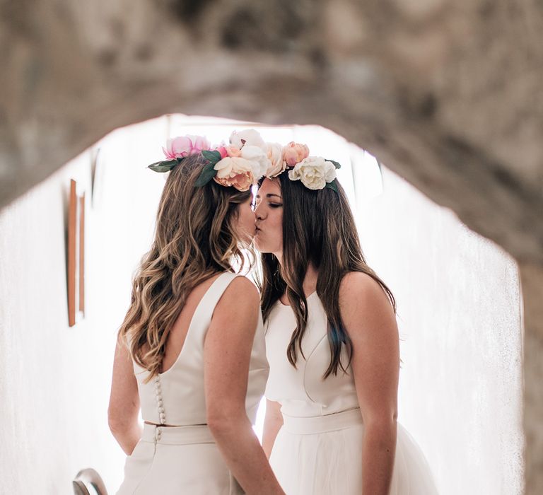 White, Pink &amp; Green Outdoor Spanish Wedding at Binissatí in Mallorca, Spain | Planned by Pasión Eventos | Wedding Dresses by Marta Planella | Marta Kowalska Photography