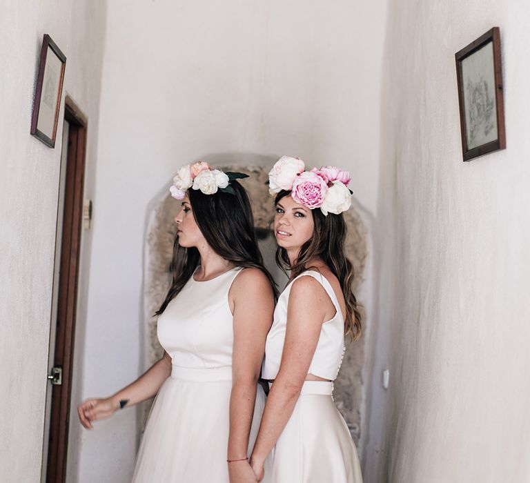 White, Pink &amp; Green Outdoor Spanish Wedding at Binissatí in Mallorca, Spain | Planned by Pasión Eventos | Wedding Dresses by Marta Planella | Marta Kowalska Photography