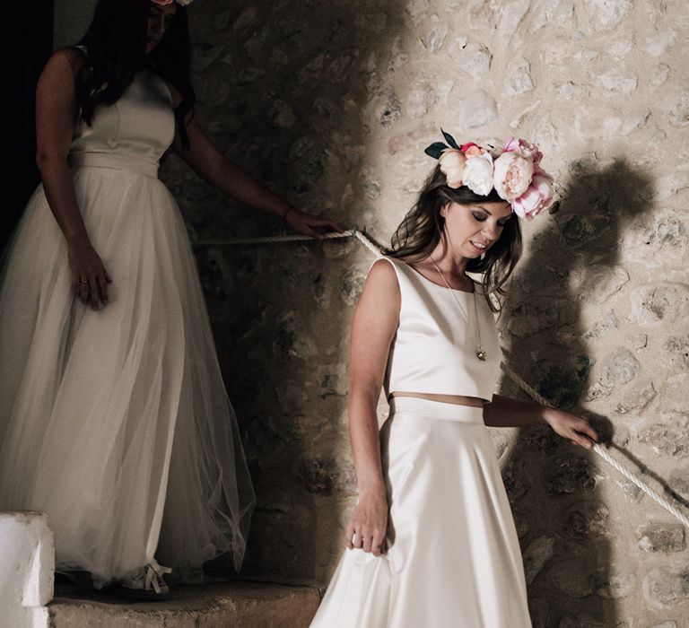 White, Pink &amp; Green Outdoor Spanish Wedding at Binissatí in Mallorca, Spain | Planned by Pasión Eventos | Wedding Dresses by Marta Planella | Marta Kowalska Photography