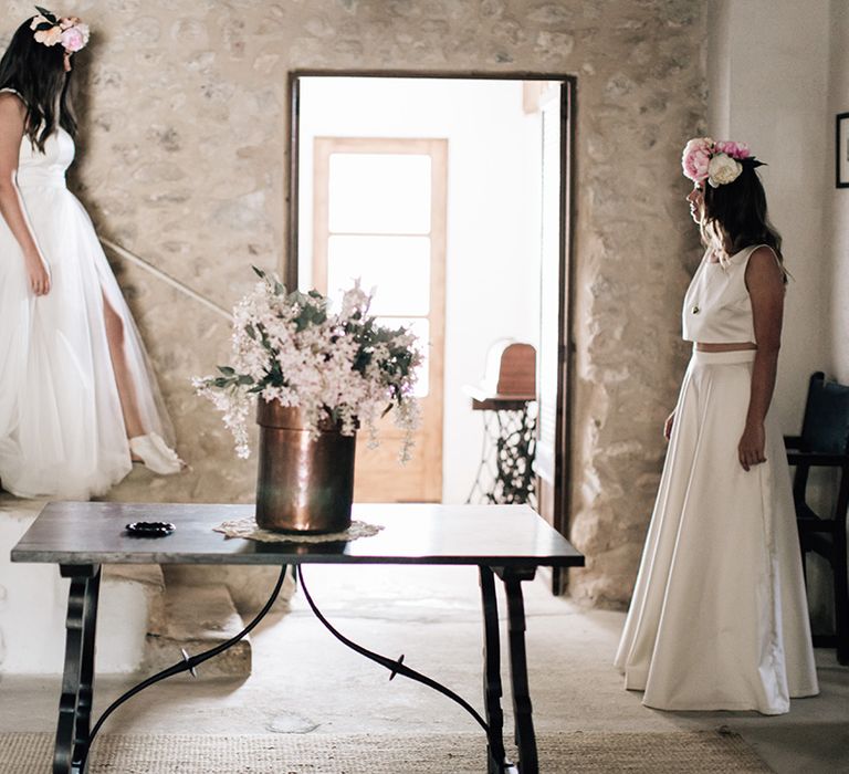 White, Pink &amp; Green Outdoor Spanish Wedding at Binissatí in Mallorca, Spain | Planned by Pasión Eventos | Wedding Dresses by Marta Planella | Marta Kowalska Photography