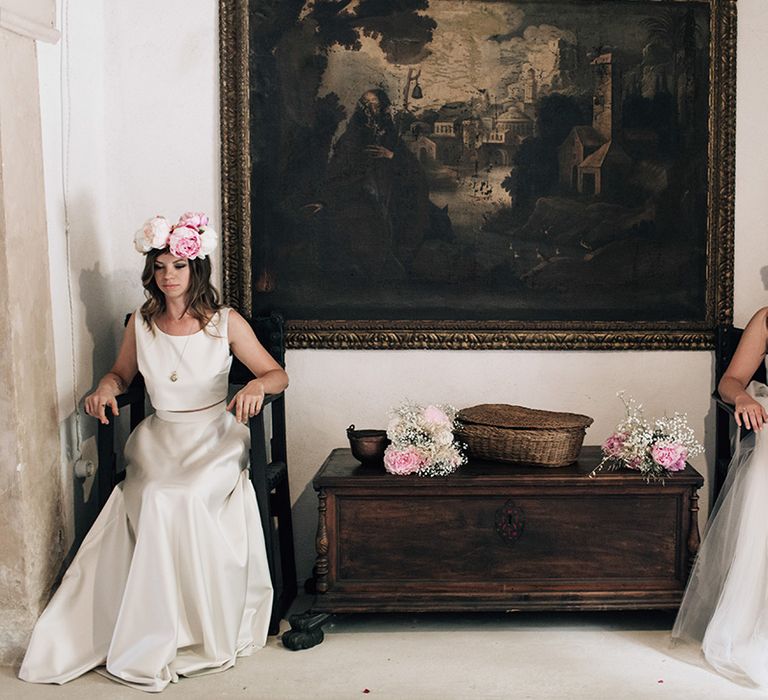 White, Pink &amp; Green Outdoor Spanish Wedding at Binissatí in Mallorca, Spain | Planned by Pasión Eventos | Wedding Dresses by Marta Planella | Marta Kowalska Photography