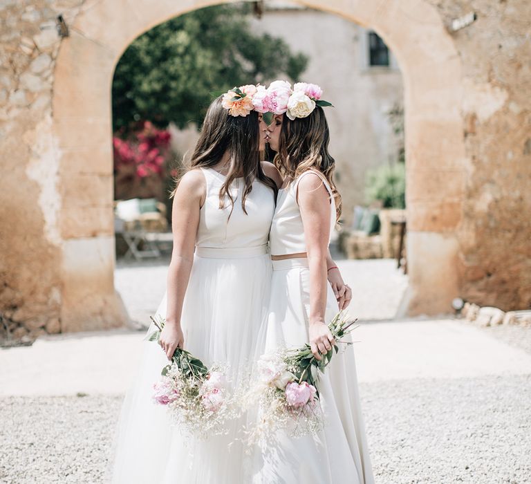 White, Pink &amp; Green Outdoor Spanish Wedding at Binissatí in Mallorca, Spain | Planned by Pasión Eventos | Wedding Dresses by Marta Planella | Marta Kowalska Photography