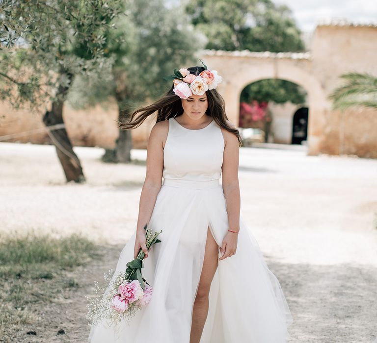 White, Pink &amp; Green Outdoor Spanish Wedding at Binissatí in Mallorca, Spain | Planned by Pasión Eventos | Wedding Dresses by Marta Planella | Marta Kowalska Photography