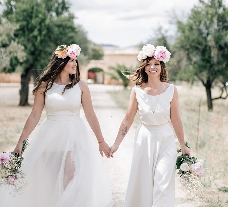 White, Pink &amp; Green Outdoor Spanish Wedding at Binissatí in Mallorca, Spain | Planned by Pasión Eventos | Wedding Dresses by Marta Planella | Marta Kowalska Photography