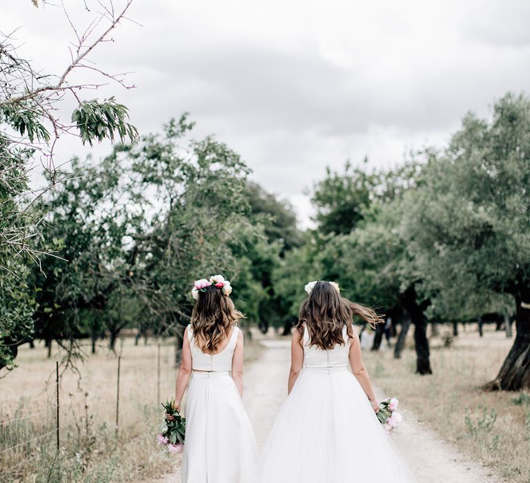 White, Pink &amp; Green Outdoor Spanish Wedding at Binissatí in Mallorca, Spain | Planned by Pasión Eventos | Wedding Dresses by Marta Planella | Marta Kowalska Photography