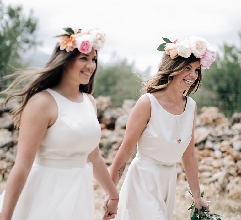 White, Pink &amp; Green Outdoor Spanish Wedding at Binissatí in Mallorca, Spain | Planned by Pasión Eventos | Wedding Dresses by Marta Planella | Marta Kowalska Photography