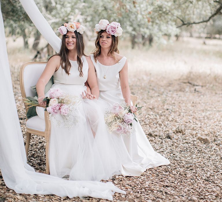 White, Pink &amp; Green Outdoor Spanish Wedding at Binissatí in Mallorca, Spain | Planned by Pasión Eventos | Wedding Dresses by Marta Planella | Marta Kowalska Photography