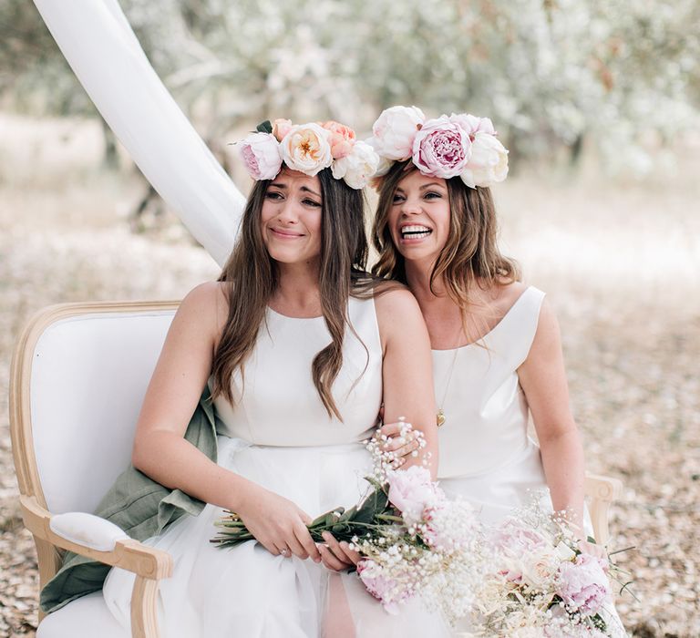 White, Pink &amp; Green Outdoor Spanish Wedding at Binissatí in Mallorca, Spain | Planned by Pasión Eventos | Wedding Dresses by Marta Planella | Marta Kowalska Photography