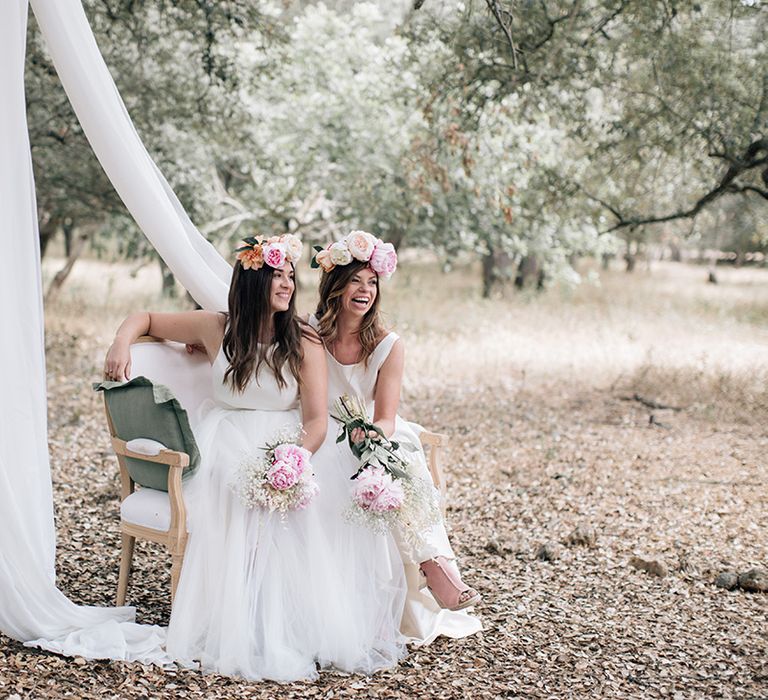 White, Pink &amp; Green Outdoor Spanish Wedding at Binissatí in Mallorca, Spain | Planned by Pasión Eventos | Wedding Dresses by Marta Planella | Marta Kowalska Photography