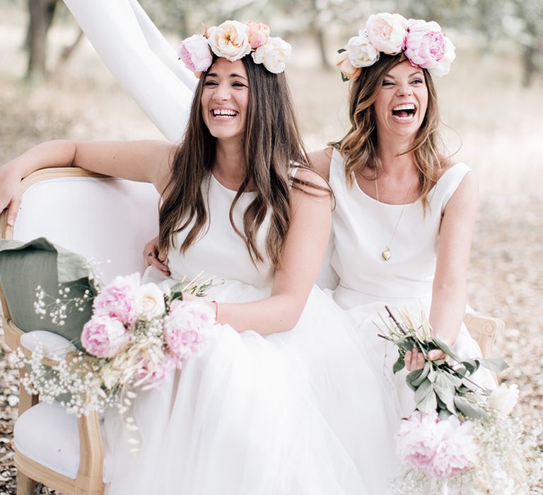 White, Pink &amp; Green Outdoor Spanish Wedding at Binissatí in Mallorca, Spain | Planned by Pasión Eventos | Wedding Dresses by Marta Planella | Marta Kowalska Photography