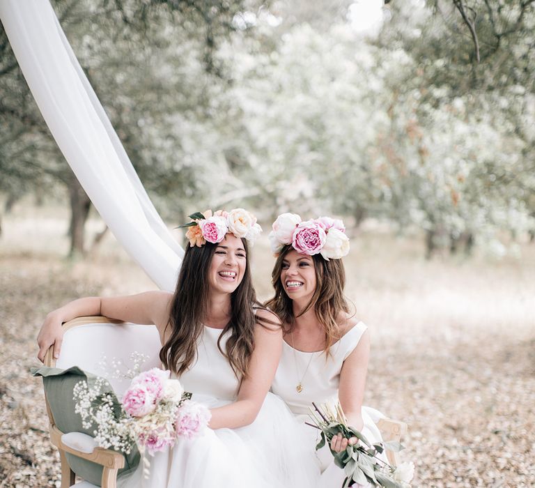 White, Pink &amp; Green Outdoor Spanish Wedding at Binissatí in Mallorca, Spain | Planned by Pasión Eventos | Wedding Dresses by Marta Planella | Marta Kowalska Photography