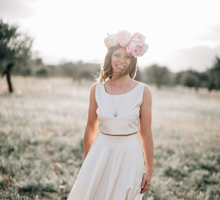 White, Pink &amp; Green Outdoor Spanish Wedding at Binissatí in Mallorca, Spain | Planned by Pasión Eventos | Wedding Dresses by Marta Planella | Marta Kowalska Photography