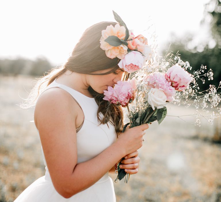 White, Pink &amp; Green Outdoor Spanish Wedding at Binissatí in Mallorca, Spain | Planned by Pasión Eventos | Wedding Dresses by Marta Planella | Marta Kowalska Photography