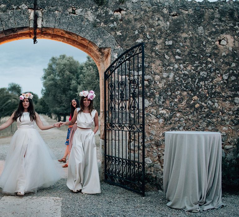 White, Pink &amp; Green Outdoor Spanish Wedding at Binissatí in Mallorca, Spain | Planned by Pasión Eventos | Wedding Dresses by Marta Planella | Marta Kowalska Photography