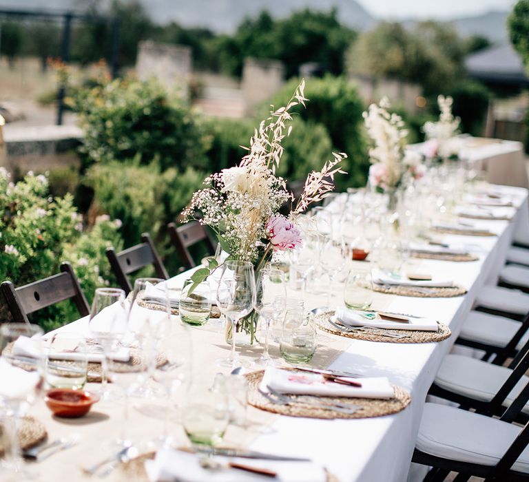 White, Pink &amp; Green Outdoor Spanish Wedding at Binissatí in Mallorca, Spain | Planned by Pasión Eventos | Wedding Dresses by Marta Planella | Marta Kowalska Photography