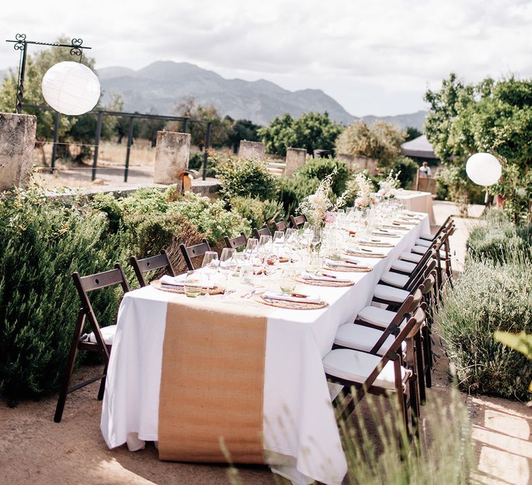 White, Pink &amp; Green Outdoor Spanish Wedding at Binissatí in Mallorca, Spain | Planned by Pasión Eventos | Wedding Dresses by Marta Planella | Marta Kowalska Photography