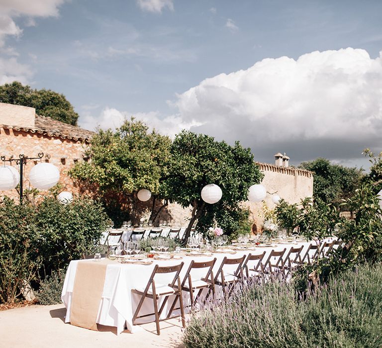 White, Pink &amp; Green Outdoor Spanish Wedding at Binissatí in Mallorca, Spain | Planned by Pasión Eventos | Wedding Dresses by Marta Planella | Marta Kowalska Photography