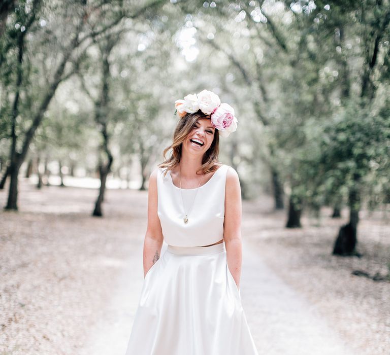 White, Pink &amp; Green Outdoor Spanish Wedding at Binissatí in Mallorca, Spain | Planned by Pasión Eventos | Wedding Dresses by Marta Planella | Marta Kowalska Photography