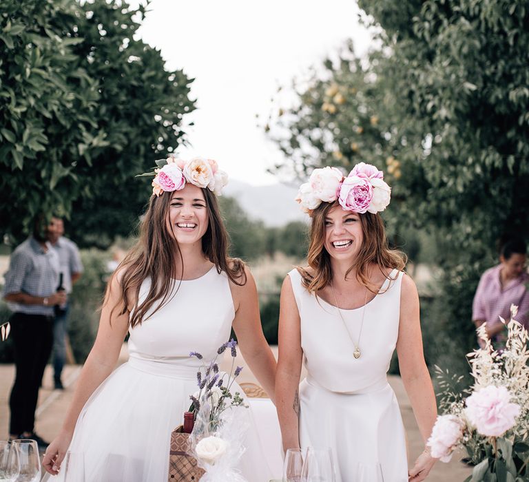 White, Pink &amp; Green Outdoor Spanish Wedding at Binissatí in Mallorca, Spain | Planned by Pasión Eventos | Wedding Dresses by Marta Planella | Marta Kowalska Photography