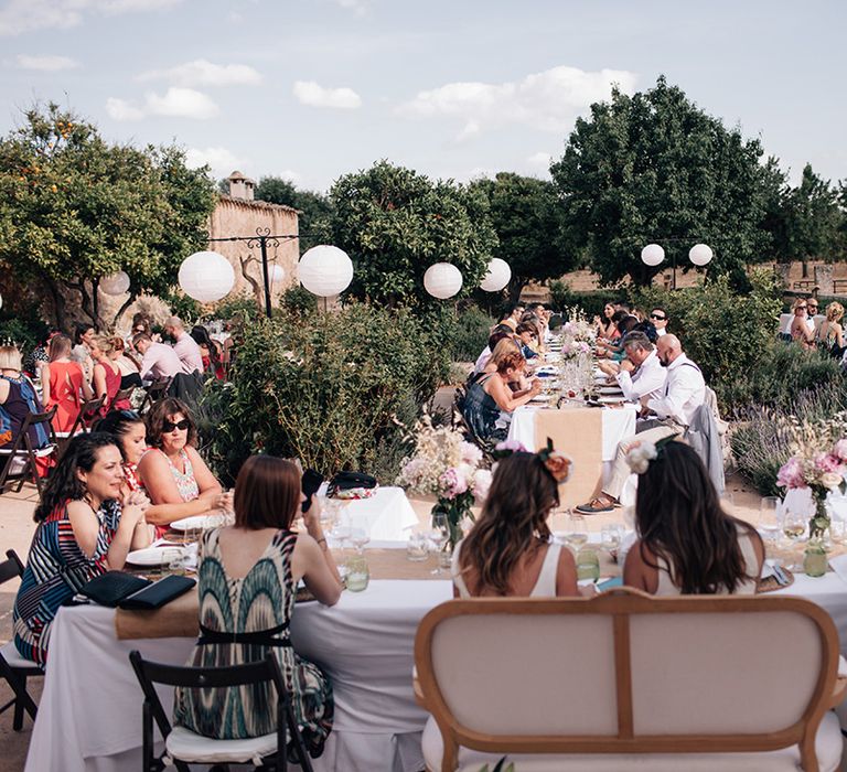 White, Pink &amp; Green Outdoor Spanish Wedding at Binissatí in Mallorca, Spain | Planned by Pasión Eventos | Wedding Dresses by Marta Planella | Marta Kowalska Photography