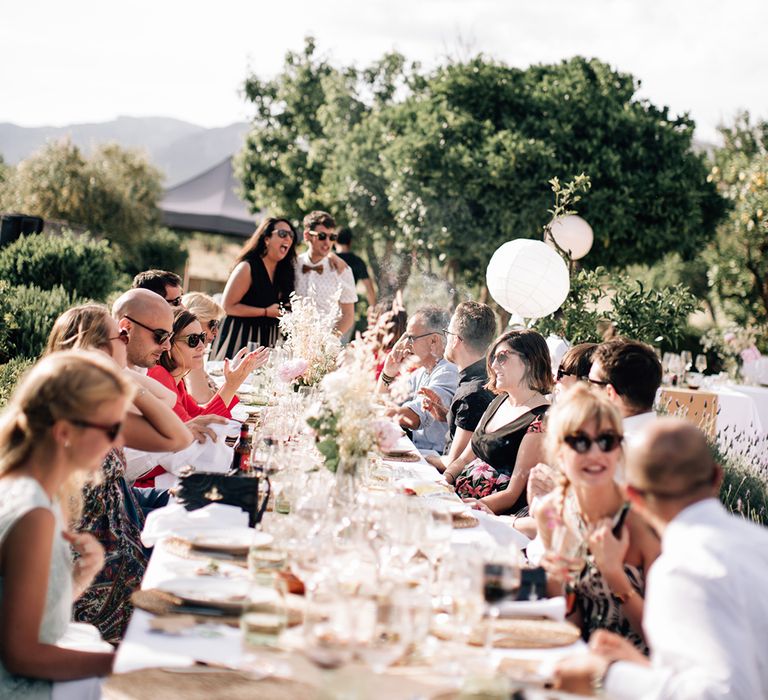 White, Pink &amp; Green Outdoor Spanish Wedding at Binissatí in Mallorca, Spain | Planned by Pasión Eventos | Wedding Dresses by Marta Planella | Marta Kowalska Photography