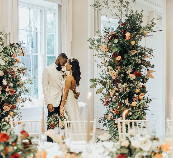 Bride and groom portrait at Coworth Park wedding reception