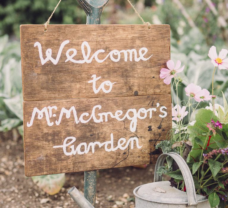 Wooden Mr McGregor's Garden Sign | Pastel Peter Rabbit Spring Inspiration at River Cottage | Beatrix Potter | Jennifer Jane Photography