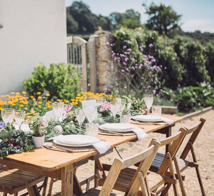 Outdoor Tablescape | Pastel Peter Rabbit Spring Inspiration at River Cottage | Beatrix Potter | Mr McGregor's Garden | Succulent Vegetables &amp; Flowers | Jennifer Jane Photography