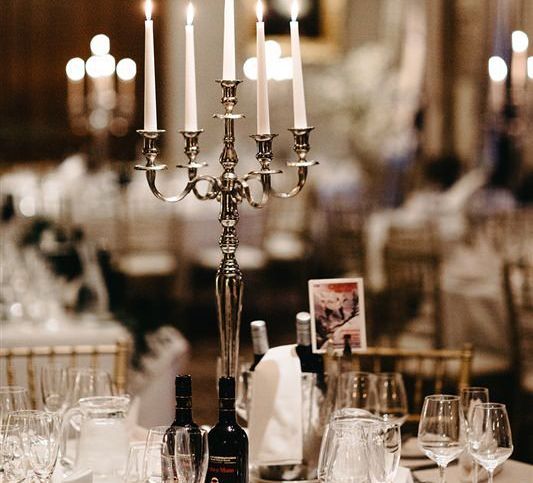 Candelabra centrepieces with classic winter styling