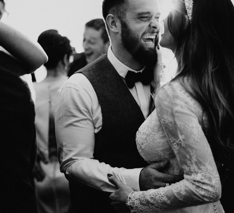 Bride and groom enjoy their reception